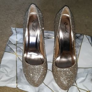 Qupid Gold and Silver Glittery Stiletto Heels